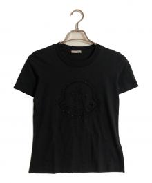 MONCLER（モンクレール）の古着「ロゴラインストーンデザイン半袖Tシャツ」｜ブラック