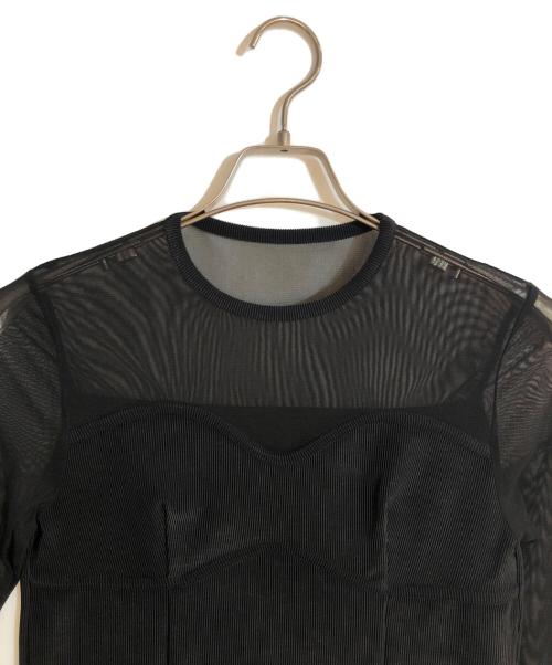 DOUBLE STANDARD（ダブルスタンダード）DOUBLE STANDARD (ダブルスタンダード) コルセットニットシアーカットソー ブラック サイズ:S 未使用品の古着・服飾アイテム