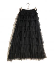 DOUBLE STANDARD（ダブルスタンダード）の古着「チュールティアードスカート」｜ブラック