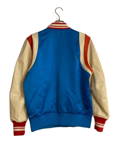 DIESEL（ディーゼル）DIESEL (ディーゼル) 袖レザースタジャン ブルー サイズ:Mの古着・服飾アイテム
