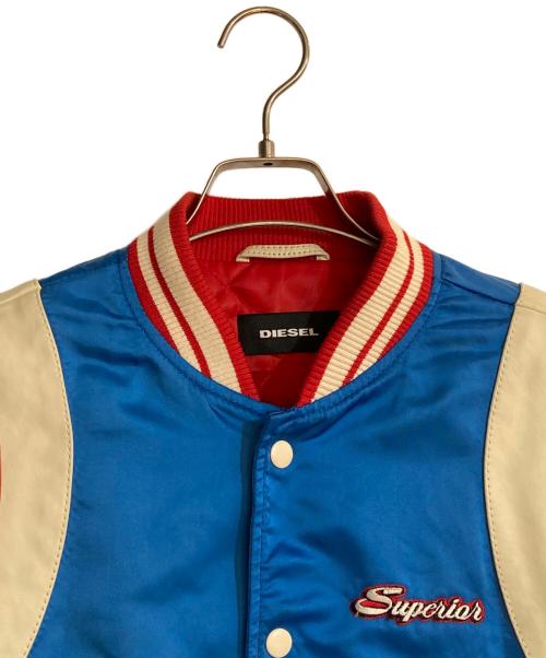 DIESEL（ディーゼル）DIESEL (ディーゼル) 袖レザースタジャン ブルー サイズ:Mの古着・服飾アイテム