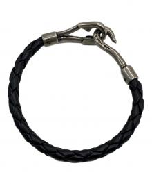 JAM HOME MADE（ジャムホームメイド）の古着「編み込みレザーブレスレットシングル」｜ブラック