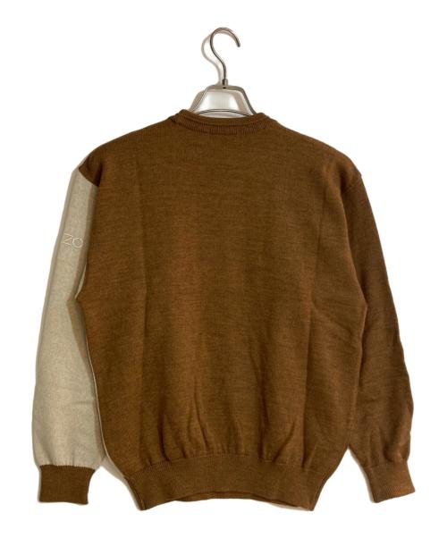 KENZO GOLF（ケンゾー ゴルフ）KENZO GOLF (ケンゾー ゴルフ) クルーネック腕刺繍ロゴニット ブラウン サイズ:1の古着・服飾アイテム