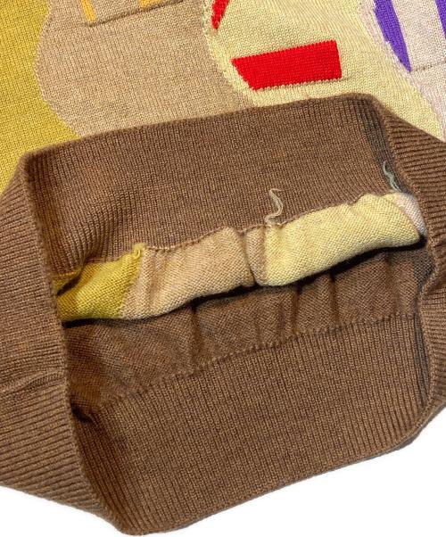 KENZO GOLF（ケンゾー ゴルフ）KENZO GOLF (ケンゾー ゴルフ) クルーネック腕刺繍ロゴニット ブラウン サイズ:1の古着・服飾アイテム