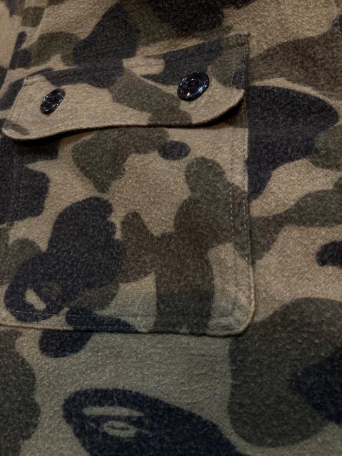A BATHING APE（ア ベイシング エイプ）A BATHING APE (ア ベイシング エイプ) 1st カモフランネルシャツ グリーン サイズ:Ｌの古着・服飾アイテム