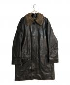 BURBERRY LONDONバーバリーロンドン）の古着「ノバチェックライニングラムレザーコート」｜ブラック