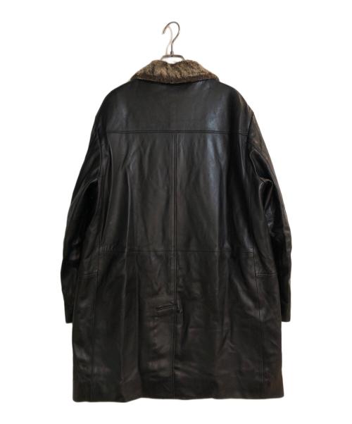 BURBERRY LONDON（バーバリーロンドン）BURBERRY LONDON (バーバリーロンドン) ノバチェックライニングラムレザーコート ブラック サイズ:Lの古着・服飾アイテム