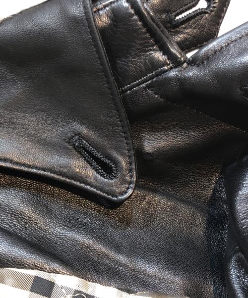 BURBERRY LONDON（バーバリーロンドン）BURBERRY LONDON (バーバリーロンドン) ノバチェックライニングラムレザーコート ブラック サイズ:Lの古着・服飾アイテム