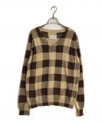 Maison Margielaメゾンマルジェラ）の古着「04SS本人期チェックVネックニット」｜ブラウン