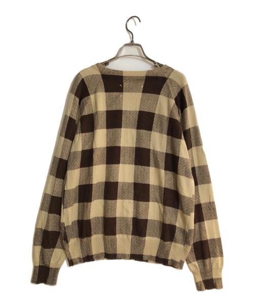 Maison Margiela（メゾンマルジェラ）Maison Margiela (メゾンマルジェラ) 04SS本人期チェックVネックニット ブラウン サイズ:Sの古着・服飾アイテム