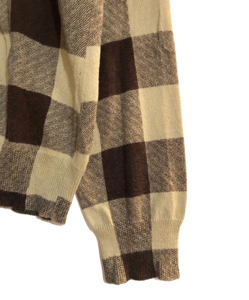 Maison Margiela（メゾンマルジェラ）Maison Margiela (メゾンマルジェラ) 04SS本人期チェックVネックニット ブラウン サイズ:Sの古着・服飾アイテム