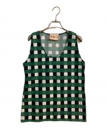 PLAN C（プランシー）の古着「チェックプリントノースリーブブラウス」｜グリーン