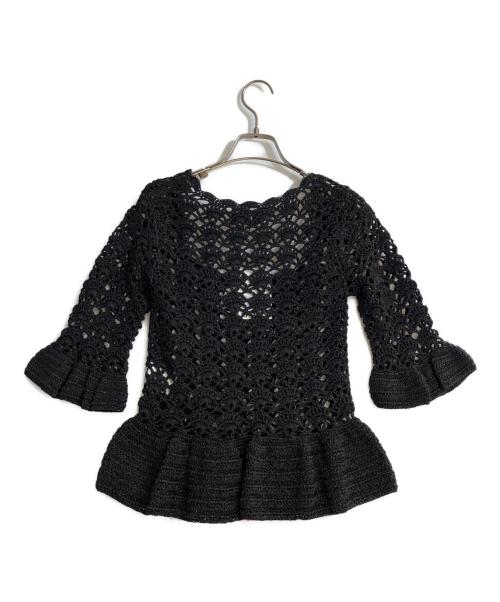 GANNI（ガニー）Ganni (ガニー) スクエアネッククロシェニットトップ ブラック サイズ:XS 未使用品の古着・服飾アイテム