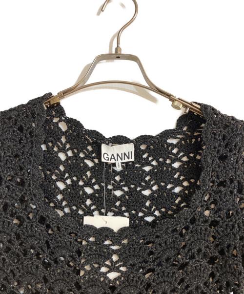 GANNI（ガニー）Ganni (ガニー) スクエアネッククロシェニットトップ ブラック サイズ:XS 未使用品の古着・服飾アイテム