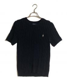 POLO RALPH LAUREN（ポロ・ラルフローレン）の古着「ポニー刺繍ショートスリーブケーブルニット」｜ネイビー