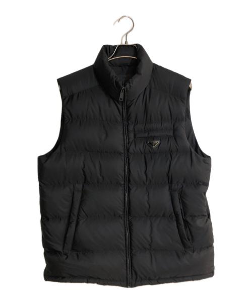 PRADA（プラダ）PRADA (プラダ) ロゴプレートダウンベスト ブラック サイズ:54の古着・服飾アイテム