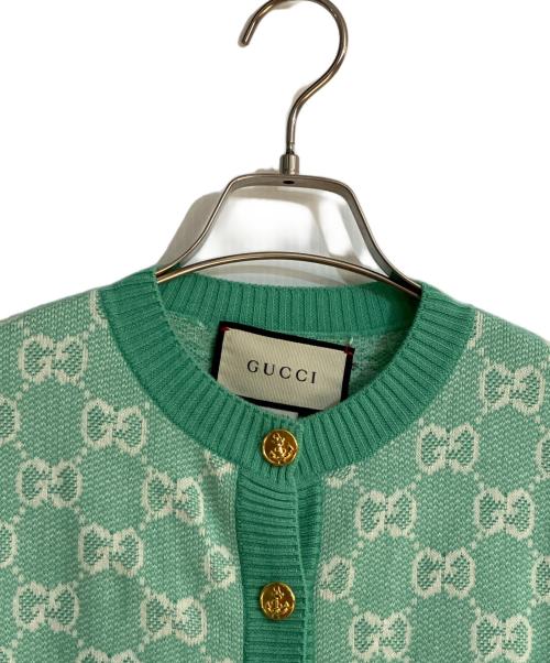 GUCCI（グッチ）GUCCI (グッチ) 金釦GGニットカーディガン グリーン サイズ:XSの古着・服飾アイテム