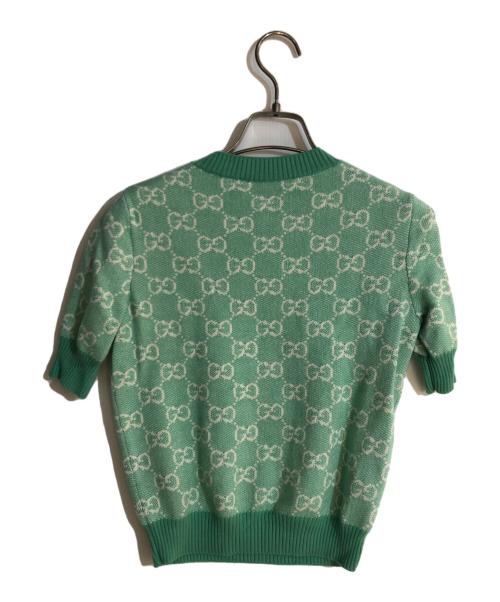 GUCCI（グッチ）GUCCI (グッチ) GGジャカード 半袖ニット グリーン サイズ:ＸＳの古着・服飾アイテム