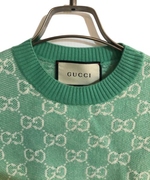 GUCCI（グッチ）GUCCI (グッチ) GGジャカード 半袖ニット グリーン サイズ:ＸＳの古着・服飾アイテム