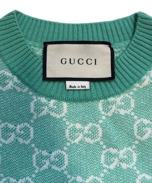GUCCI（グッチ）GUCCI (グッチ) GGジャカード 半袖ニット グリーン サイズ:ＸＳの古着・服飾アイテム