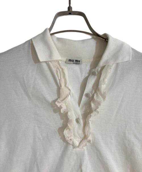 MIU MIU（ミュウミュウ）MIU MIU (ミュウミュウ) フリルポロシャツ ホワイト サイズ:Sの古着・服飾アイテム