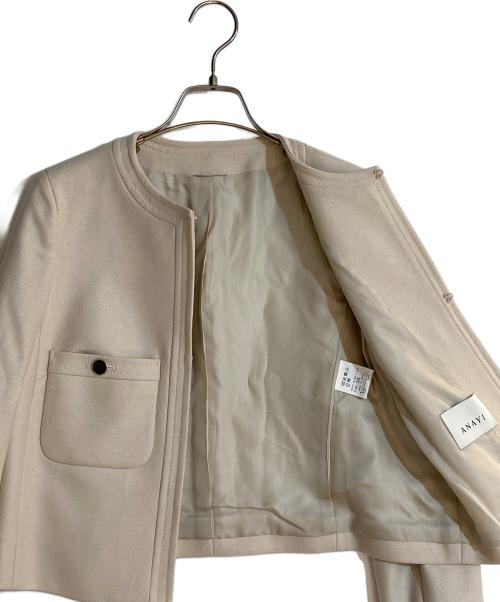 ANAYI（アナイ）ANAYI (アナイ) ツイルジャージノーカラージャケット ベージュ サイズ:36の古着・服飾アイテム