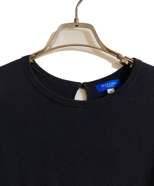BLUE LABEL CRESTBRIDGE（ブルーレーベルクレストブリッジ）BLUE LABEL CRESTBRIDGE (ブルーレーベルクレストブリッジ) コンパクトコットンブレンドニットワンピース ネイビー サイズ:36の古着・服飾アイテム