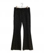 juha×STUDIOUSユハ×ステュディオス）の古着「LAME TWEED FLARE PANTS/レイムツイードフレアパンツ」｜ブラック