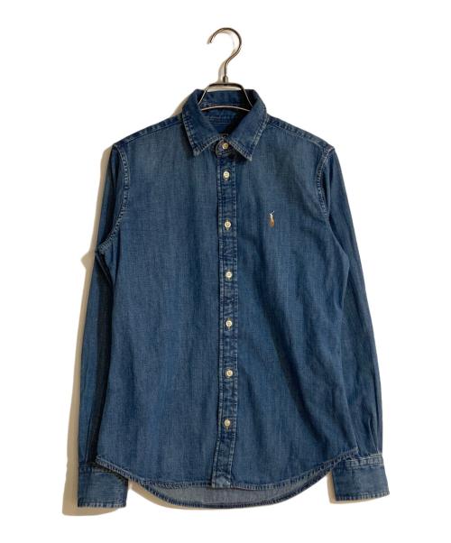 POLO RALPH LAUREN（ポロ・ラルフローレン）POLO RALPH LAUREN (ポロ・ラルフローレン) ホース刺繍デニムシャツ インディゴ サイズ:2の古着・服飾アイテム