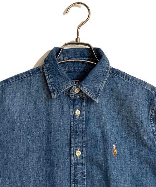 POLO RALPH LAUREN（ポロ・ラルフローレン）POLO RALPH LAUREN (ポロ・ラルフローレン) ホース刺繍デニムシャツ インディゴ サイズ:2の古着・服飾アイテム