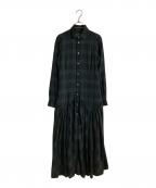 POLO RALPH LAURENポロ・ラルフローレン）の古着「ボリュームチェックシャツワンピース」｜グリーン