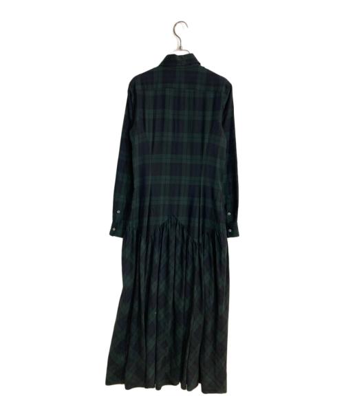 POLO RALPH LAUREN（ポロ・ラルフローレン）POLO RALPH LAUREN (ポロ・ラルフローレン) ボリュームチェックシャツワンピース グリーンの古着・服飾アイテム
