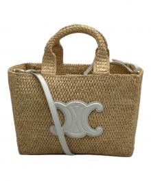 CELINE（セリーヌ）の古着「スモール カバ タイス / ラフィア＆カーフスキン」｜ブラウン