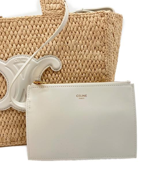 CELINE（セリーヌ）CELINE (セリーヌ) スモール カバ タイス / ラフィア＆カーフスキン ブラウンの古着・服飾アイテム