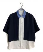 CULLNIクルニ）の古着「Color Blocking Layered Front Short Sleeve Shirt」｜ホワイト