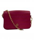 TORY BURCHトリーバーチ）の古着「ロビンソンパーフォレイテッドチェーンショルダーバッグ」｜ピンク