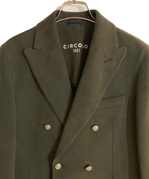 CIRCOLO 1901（チルコロ1901）CIRCOLO 1901 (チルコロ1901) ダブルブレスト コットンジャージー ストレッチ ジャケット グリーン サイズ:48の古着・服飾アイテム
