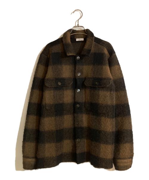 GUY ROVER（ギローバー）GUY ROVER (ギローバー) WOOL BUFFALO CHECK BLOUSON ブラウン サイズ:Lの古着・服飾アイテム
