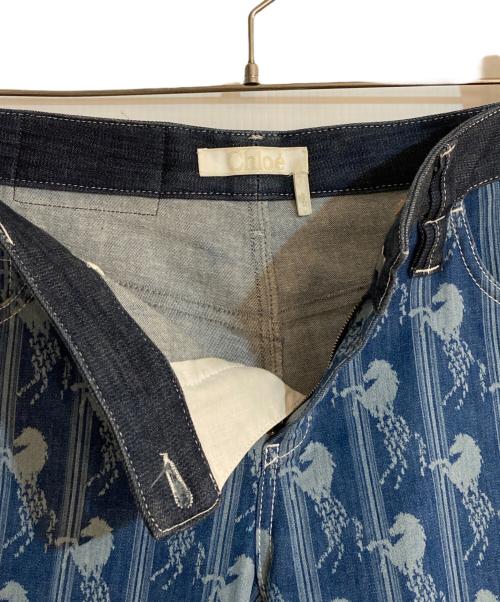 Chloe（クロエ）Chloe (クロエ) ホースプリントストレッチデニムパンツ ブルー サイズ:Mの古着・服飾アイテム