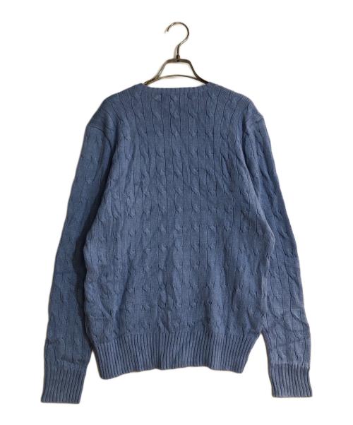 POLO RALPH LAUREN（ポロ・ラルフローレン）POLO RALPH LAUREN (ポロ・ラルフローレン) シルク100％ケーブルクルーネックニット スカイブルー サイズ:Ｍの古着・服飾アイテム