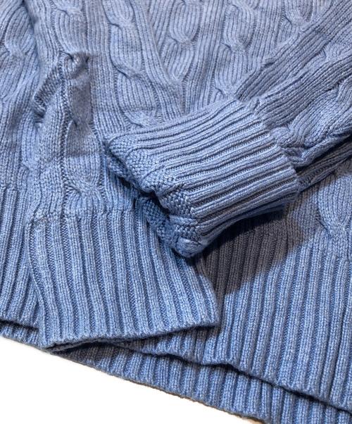 POLO RALPH LAUREN（ポロ・ラルフローレン）POLO RALPH LAUREN (ポロ・ラルフローレン) シルク100％ケーブルクルーネックニット スカイブルー サイズ:Ｍの古着・服飾アイテム