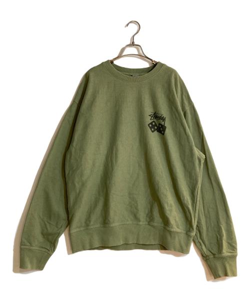 stussy（ステューシー）stussy (ステューシー) バックプリントサイコロスウェット グリーン サイズ:XLの古着・服飾アイテム