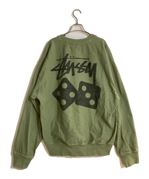 stussy（ステューシー）stussy (ステューシー) バックプリントサイコロスウェット グリーン サイズ:XLの古着・服飾アイテム