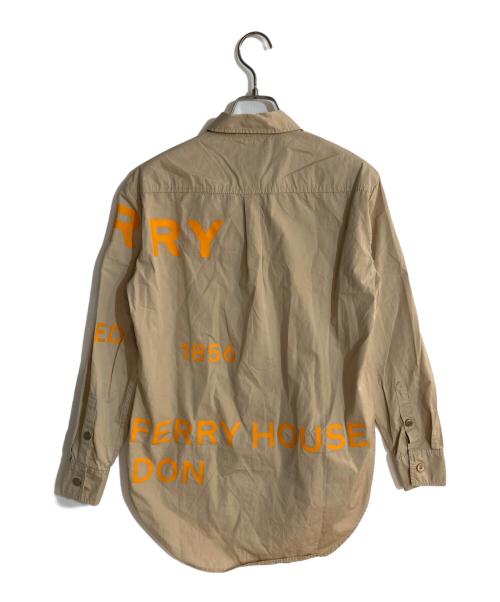 BURBERRY（バーバリー）BURBERRY (バーバリー) 比翼ロゴプリントシャツ ブラウン サイズ:SIZE 34の古着・服飾アイテム