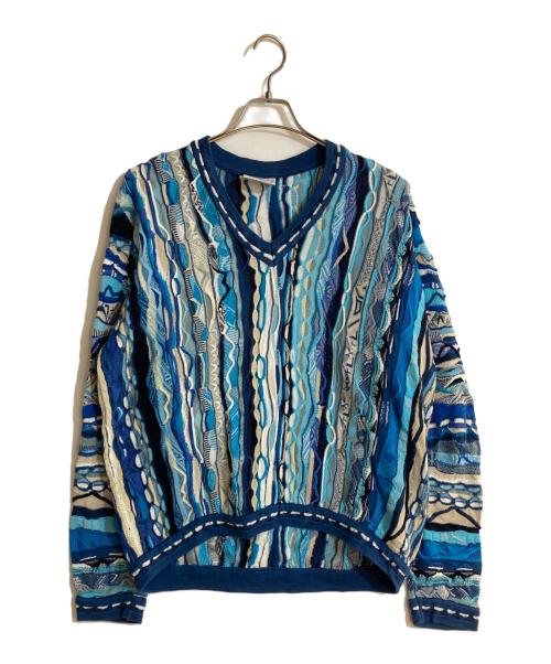 Coogi（クージー）Coogi (クージー) コラージュ3Dニット ブルー サイズ:Mの古着・服飾アイテム