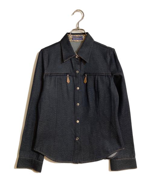 BURBERRY BLUE LABEL（バーバリーロンドンブルーレーベル）BURBERRY BLUE LABEL (バーバリーロンドンブルーレーベル) デニムライクシャツジャケット インディゴ サイズ:38の古着・服飾アイテム