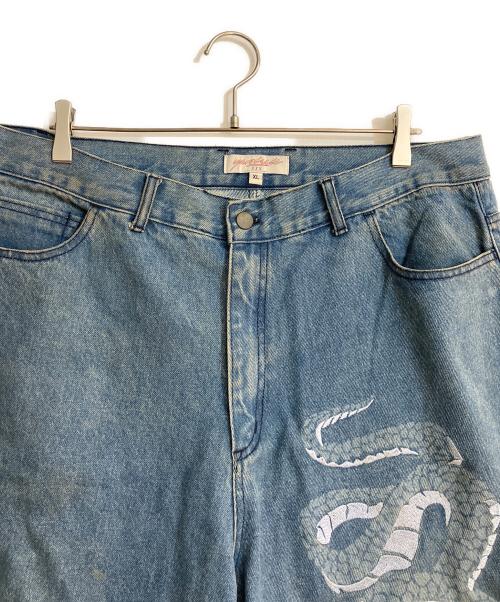YARDSALE（ヤードセール）yardsale (ヤードセール) 蛇刺繍デニムハーフパンツ インディゴ サイズ:XLの古着・服飾アイテム