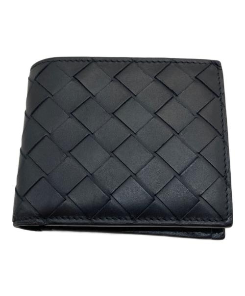 BOTTEGA VENETA（ボッテガベネタ）BOTTEGA VENETA (ボッテガベネタ) イントレチャート2つ折り財布 ブラックの古着・服飾アイテム