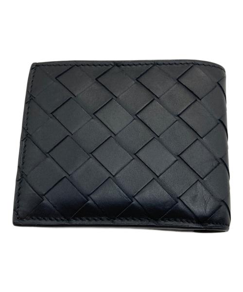 BOTTEGA VENETA（ボッテガベネタ）BOTTEGA VENETA (ボッテガベネタ) イントレチャート2つ折り財布 ブラックの古着・服飾アイテム