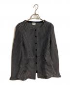 ARMANI COLLEZIONIアルマーニ コレツィオーニ）の古着「ノーカラーニットジャケット」｜グレー